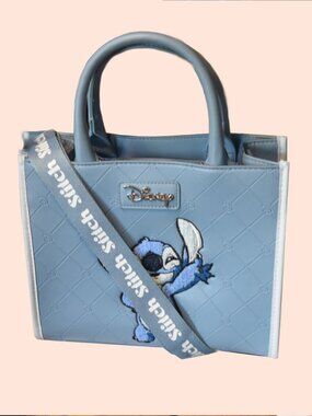 Primark Disney Stitch Blue Diamond Tote Bag Crossbody Fuzzy Stitch NWOT